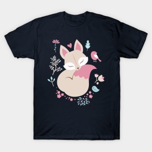 Pink Sleeping Fox T-Shirt